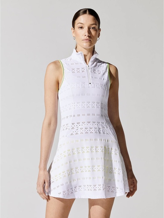 Veronica Beard Dresses & Skirts - Veronica Beard L’Etoile Sport Zip Front Pointelle Lace Tennis Dress XS White
